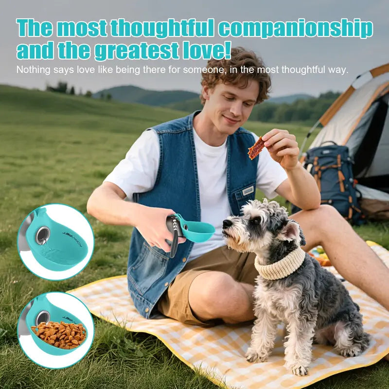 Lumikata 2-In-1 Portable Dog Water Bottle - 10Oz Stainless Steel, Silicone Foldable Bowl Mode, Leak-Proof Water Ball, Small Dog Walking & Pet Feeding Supplies